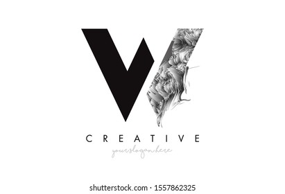 Letter W Logo Design Icon with Artistic Grunge Texture In Black and White Vector Illustration.