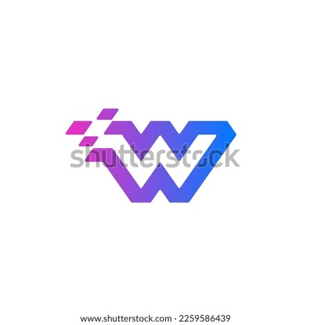 Letter W logo design, initial W digital logo