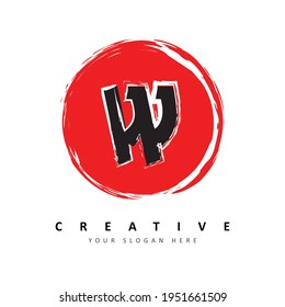 Letter W Logo Design With Japanese Style Vector Illustration