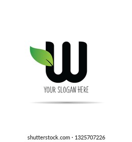 Letter W logo design with leaf template elements 23