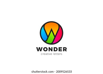 Letter W Logo design Media Entertainment vector template Circle shape style.