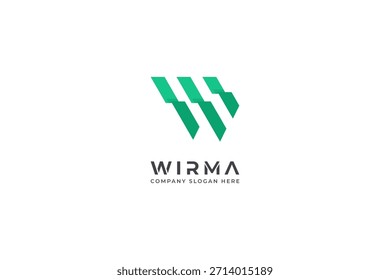 Diseño del logotipo de la letra W en un estilo geométrico moderno