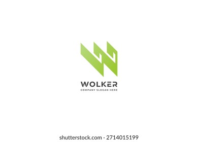 Diseño del logotipo de la letra W en un estilo geométrico moderno