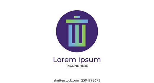 Letter W logo design in the shape of a trash can is suitable for an icon