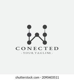 diseño del logotipo de letra W simple plantilla conectada en negro vector eps 10