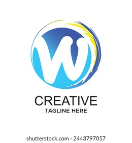 Letra w diseño de logotipo concepto simple Vector Premium