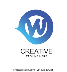 Buchstabe w Logo Design einfaches Konzept Premium Vektor
