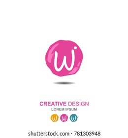 letter w, w logo, w logo design. simple word type logo. suitable for businesses in the field of children and young women. round background that resembles gel for creative design. abstract. vector
