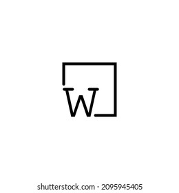 letra w Diseño de logotipo con arte de línea de marco cuadrado. Ilustración vectorial para logotipo empresarial, icono y símbolo