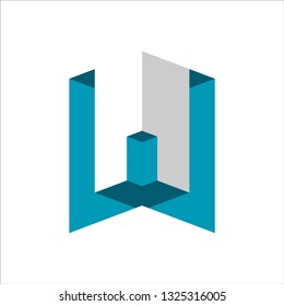 letter W logo design template. 3d geometric design style. isolated and editable vector