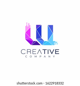 letter W logo design template. Art tech media app creative sign