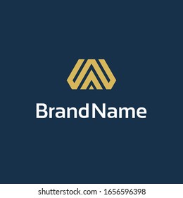 Plantilla de diseño de logotipo de letra W con icono de color dorado