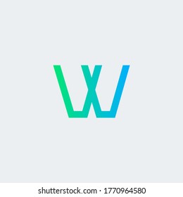 plantilla de diseño del logotipo W de letra con colores de gradiente verde y azul. Concepto de vector para la identidad empresarial de la empresa.