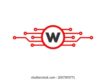 Letter W Logo Design Template. W Letter For Cyber Logo Protection, Technology, Biotechnology And High Tech. Network Logo Design