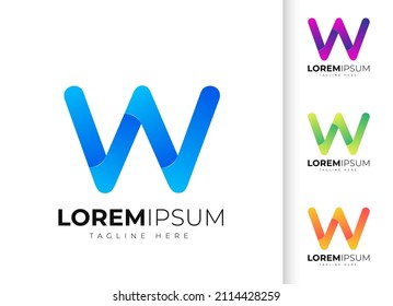 Plantilla de diseño del logotipo de la letra w. Moderna y creativa tipografía w y gradiente colorido