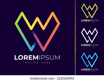 Letter w logo design template. Creative modern trendy w typography and colorful gradient.