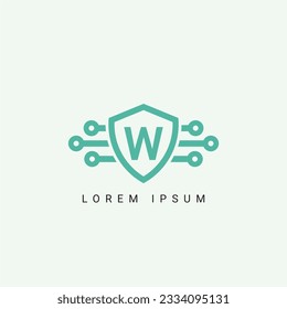 Plantilla de diseño del logotipo de carta W, tecnología, electrónica, digital, logotipo