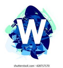 Letter W, logo design template element, letter on blue abstract, font style, vector illustration