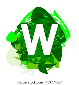 Letter W, logo design template element, letter on green abstract, font style, vector illustration