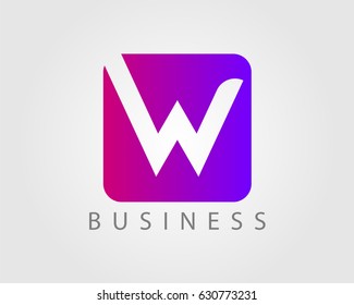 Letter W logo design template with square