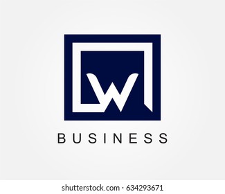 Letter W logo design template with box