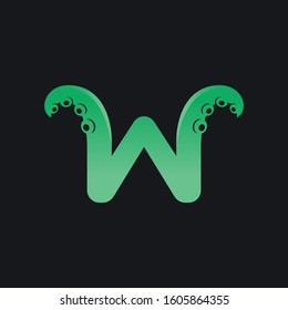 Letter W Logo Design with Tentacle Element