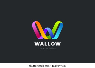 Letter W Logo design vector template Ribbon Font style Typography.