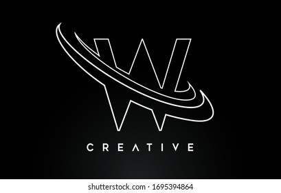 Buchstabe W Logo. W Letter Design Vektorillustration mit Monogram Lines Swash Vektorillustration Illustration. 