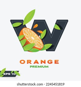 Logo-Design-Vektorgrafik von Letter W mit frischen orangefarbenen Scheiben