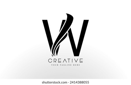 Vector de diseño de logotipo W de carta con líneas de trenzas curvadas y apariencia creativa