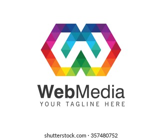Letter W logo design vector. Colorful letter W logo vector template. Letter W logo web media. Digital letter W vector.