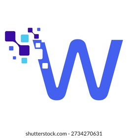 Letra W Logo con cuadrados redondeados digitales
