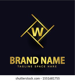 The letter W logo is elegant and charming with a unique shape. Gold letters Isolated with black background. Suitable for business, consulting group companies.