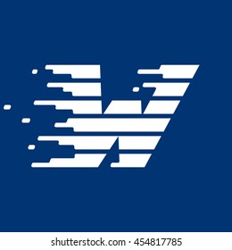 Letter W logo with fast speed lines. Vector design for sportswear, banner, card, labels or posters.