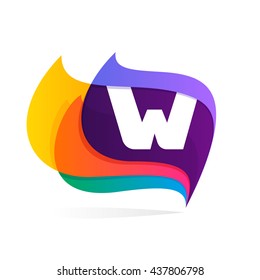 Letter W logo in feather or flags icon. Colorful vector design for banner, presentation, web page, app icon, card, labels or posters.