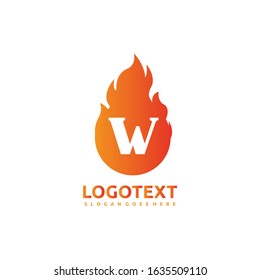 Letter W logo with fire flame shape,design concept, creative symbol, icon business or corporate