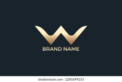Logo de la letra W formado con un color de oro simple y moderno	
