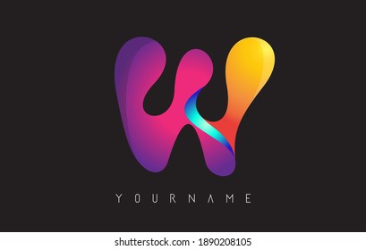 Letter W logo with gradient color design. Business card templates. Colorful rounded vector illustration with W letter.
