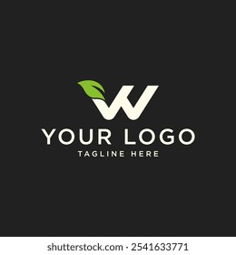 letter w logo with green leaves