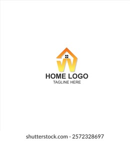 letter w logo icon for building or home with creative illustration