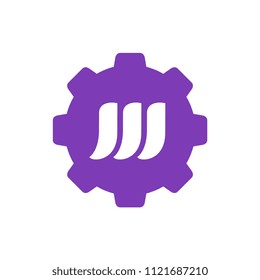 Letter W Logo Icon Design, W Letter Design With Gear, Vector Illustration