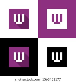 Letter W logo icon design, pixel art style illustration - Vector