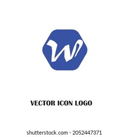 Letter W logo icon design template elements. Blue
