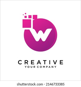Plantilla de diseño de icono de logotipo de carta W