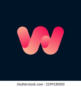 Letter W Logo Icon Design Template On Dark Blue Background