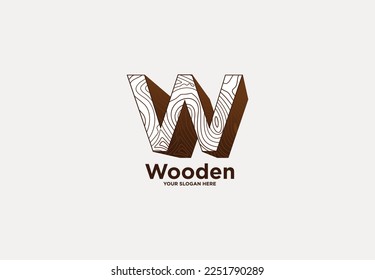 Letter w logo icon design template elements, Capenter industry logo design - wood log, timber plank wood, woodwork handyman, wood house builder. simple minimalist icon.