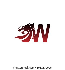 Letter W logo icon with dragon design vector illustration