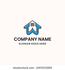 letter w logo icon with house design template