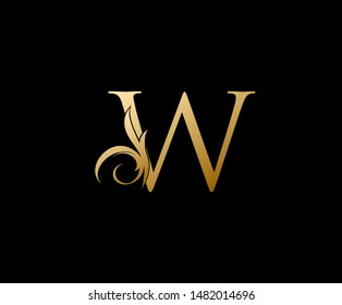 Letter W Logo Icon . Initial Letter Z Design Vector Luxury Gold Color.Print monogram initials stamp sign symbol.