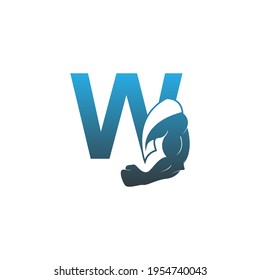 Letter W logo icon with muscle arm design vector illustration